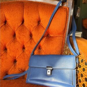 Elegant Blue Vegan Leather Crossbody Bag